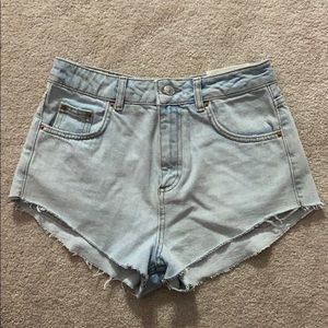 high rise denim cutoff shorts